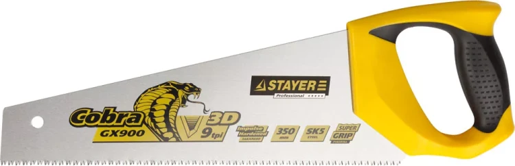 Ножовка STAYER "PROFI" "COBRA" GX900, трехгранный японский зуб, импульсная закалка, 2-х комп ручка, 9 TPI, 350мм 1514-35_z02 купить в Нижневартовске