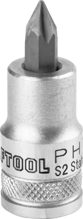 Торцовая бита-головка KRAFTOOL "INDUSTRIE QUALITAT", материал S2, PHILLIPS, сатинированная, 1/2", PH1 27901-1_z01 купить в Нижневартовске