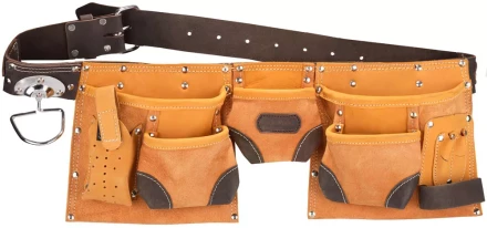 Пояс KRAFTOOL для инструментов, натуральная кожа, 9 карманов 1-38520 купить в Нижневартовске