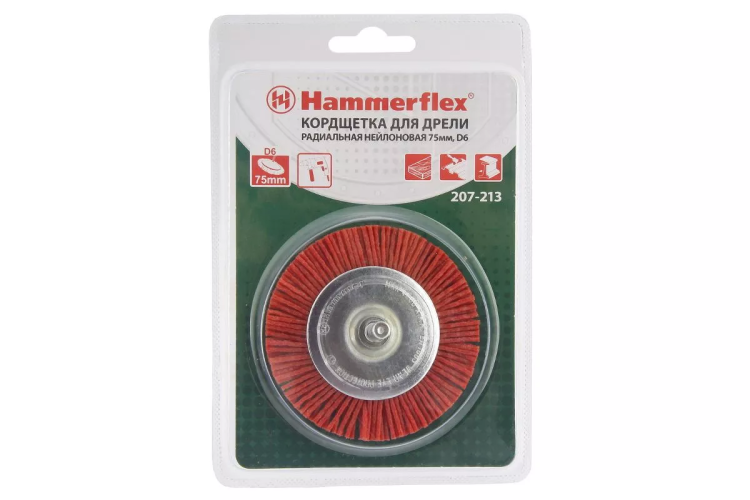 Кордщетка HAMMER плоская 75мм для дрели нейлон (207-213) купить в Нижневартовске