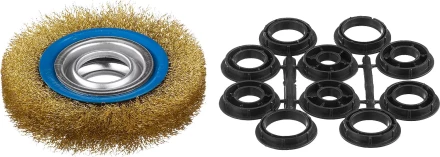 ЗУБР "ПРОФЕССИОНАЛ". Щетка дисковая для точильно-шлифовального станка, витая стальная латунирован проволока 0,3мм, 125х32мм 35186-125_z01 купить в Нижневартовске