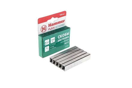 Скобы для степлера HAMMER 215-013 8мм, тип 53, 1000 шт. купить в Нижневартовске