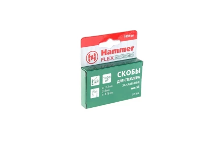 Скобы для степлера HAMMER 215-013 8мм, тип 53, 1000 шт. купить в Нижневартовске