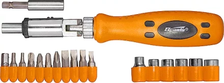 Отвертка реверсивная с шарниром + биты + головки, 19 шт  SPARTA 115545 купить в Нижневартовске