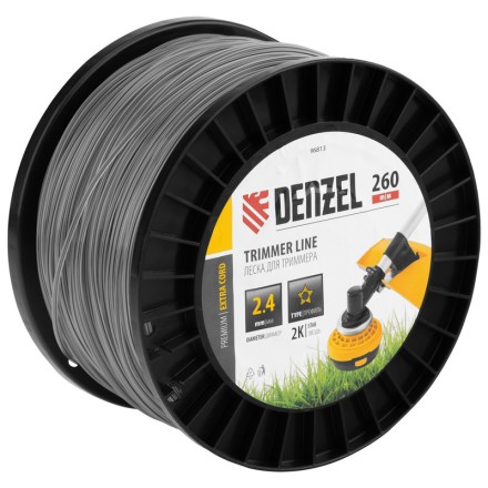 Леска для триммера двухкомпонентная звезда, 2,4мм х 260м, на DIN катушке EXTRA CORD// Denzel 96813 купить в Нижневартовске