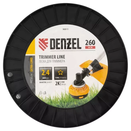 Леска для триммера двухкомпонентная звезда, 2,4мм х 260м, на DIN катушке EXTRA CORD// Denzel 96813 купить в Нижневартовске