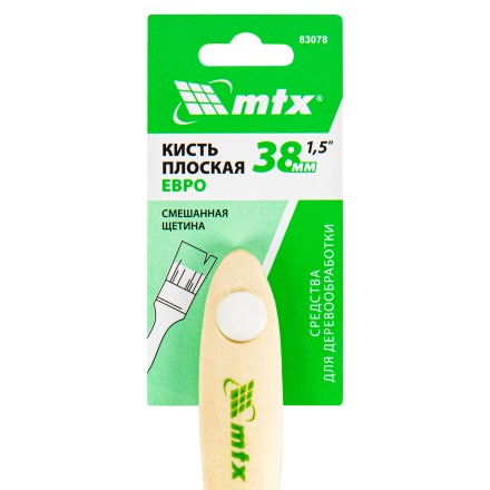 Кисть плоская &quot;Евро&quot; 1.5&quot;, смешанная щетина, деревянная ручка MTX 83078 купить в Нижневартовске