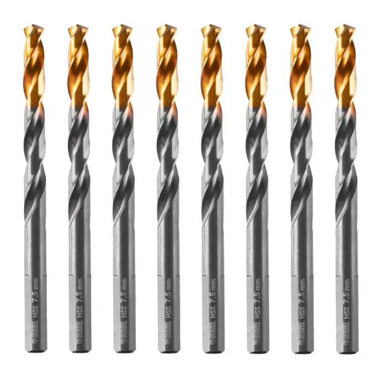 Сверло по металлу, 7,5 мм, HSS-Tin, Golden Tip, 8 шт. Denzel 717218 купить в Нижневартовске