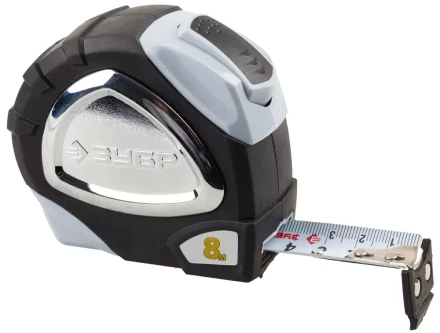 Рулетка ЗУБР "ЭКСПЕРТ" "ПРЕМИУМ", двухкомпонентный корпус, автостоп, полотно с нейлоновым напылением, 8 м / 25 мм 34050-08-25_z01 купить в Нижневартовске