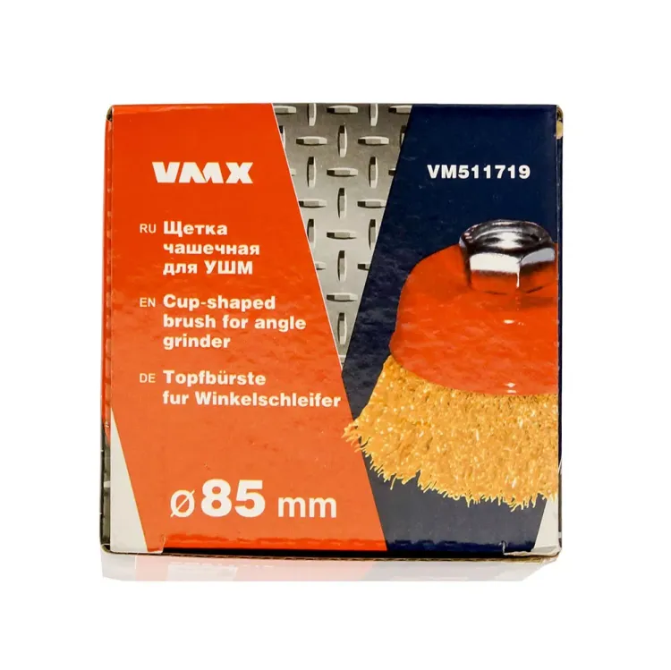 Щетка для УШМ М14/85 мм чашечная сталь прямая VMX 511719 купить в Нижневартовске