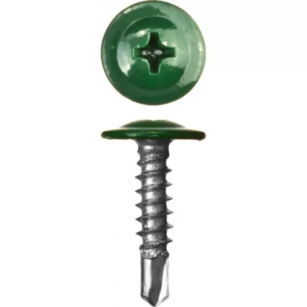 Саморезы ЗУБР с прессшайбой и сверлом по листовому металлу до 2мм, окрашенные в RAL-6005, PH2, 4,2х16мм, 500шт 300211-42-016-6005 купить в Нижневартовске