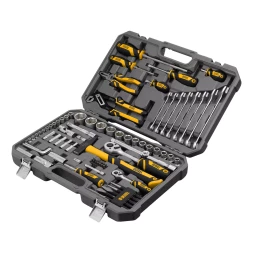 Набор инструментов Denzel 15802, 1/2&quot;, 1/4&quot;, CrV, S2, пластиковый кейс, 84 предмета