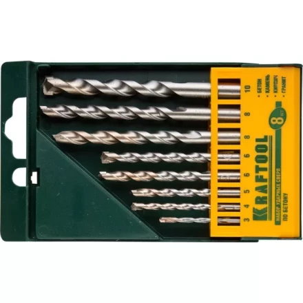 Набор KRAFTOOL Сверла "INDUSTRIE QUALITAT" по бетону ударные, самоцентр. наконечник, цилиндр. хвостовик, в боксе, 8шт 29165-H8 купить в Нижневартовске