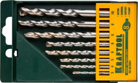 Набор KRAFTOOL Сверла "INDUSTRIE QUALITAT" по бетону ударные, самоцентр. наконечник, цилиндр. хвостовик, в боксе, 8шт 29165-H8 купить в Нижневартовске