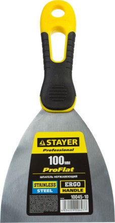 Шпатель STAYER &quot;PROFESSIONAL&quot; нержавеющее профилированное полотно, 2к ручка, 100 мм 10045-10 купить в Нижневартовске