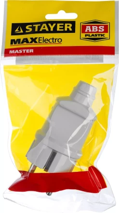 Вилка MAXElectro электрическая, 16А/220В, с заземлением, белая, STAYER 55160-W купить в Нижневартовске