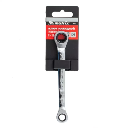 Ключ накидной трещоточный, 8 х 10 мм, CrV, зеркальный хром Matrix 14497 купить в Нижневартовске