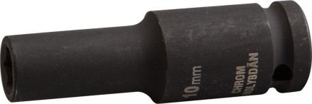 Торцовая головка KRAFTOOL &quot;INDUSTRIE QUALITAT&quot; ударная, удлиненная (1/2&quot;), FLANK, Cr-Mo, фосфатированная, 10 мм 27942-10_z01 купить в Нижневартовске