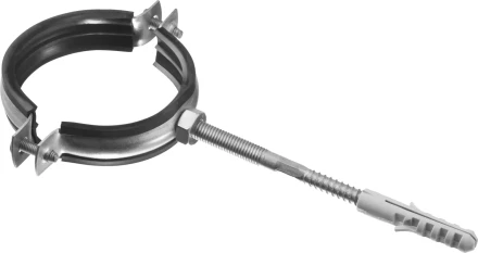 ЗУБР "МАСТЕР". Хомут трубный с гайкой, оцинкованный, в комплекте с сантехнической шпилькой и дюбелем, 2 1/2", 1шт 37866-75-80 купить в Нижневартовске