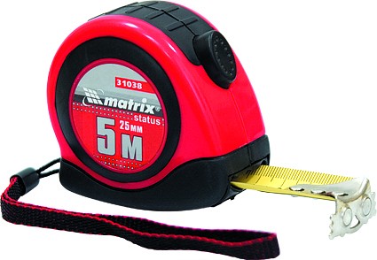 Рулетка Status autostop magnet 7,5 м х 25 мм двухкомпонентный корпус зацеп с магнитом  MATRIX 31039 купить в Нижневартовске