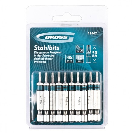 Набор бит TORX 8х50 сталь S2 10 шт GROSS 11467 купить в Нижневартовске