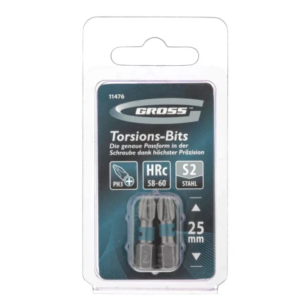 Набор бит торсионных PH3x25 мм для ударных шуруповертов 2 шт. Gross 11476 купить в Нижневартовске