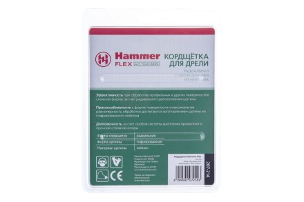 Кордщетка HAMMER плоская 100мм для дрели нейлон (207-214) купить в Нижневартовске