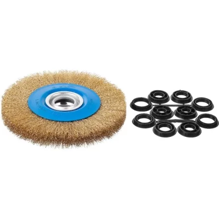 ЗУБР "ПРОФЕССИОНАЛ". Щетка дисковая для точильно-шлифовального станка, витая стальная латунирован проволока 0,3мм, 200х32мм 35186-200_z01 купить в Нижневартовске