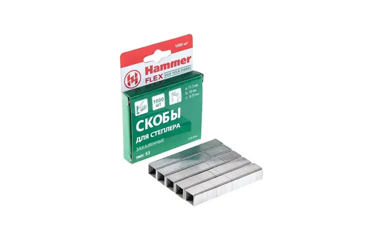 Скобы для степлера HAMMER 215-014  10мм, тип 53, 1000 шт. купить в Нижневартовске