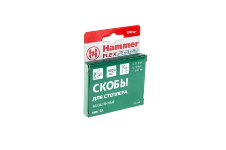 Скобы для степлера HAMMER 215-014  10мм, тип 53, 1000 шт. купить в Нижневартовске