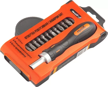 Отвертка реверсивная с набором бит, CrV, 12шт SPARTA 11347 купить в Нижневартовске