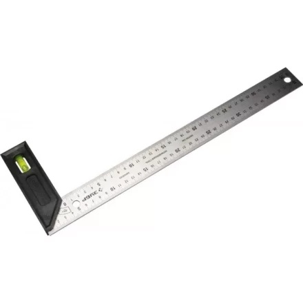 Угольник "ЭКСПЕРТ" разметочный, усиленный, встроенный уровень, гравирован шкала, нерж полотно 37мм, толщина 2мм, 400мм 34397-40 купить в Нижневартовске