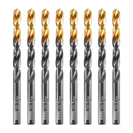 Сверло по металлу, 8 мм, HSS-Tin, Golden Tip, 8 шт. Denzel 717219 купить в Нижневартовске