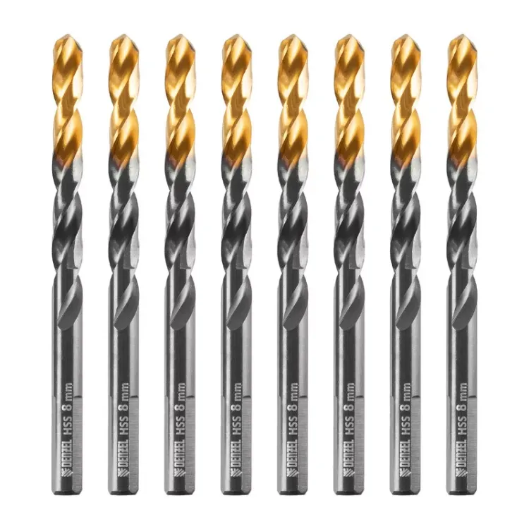 Сверло по металлу, 8 мм, HSS-Tin, Golden Tip, 8 шт. Denzel 717219 купить в Нижневартовске