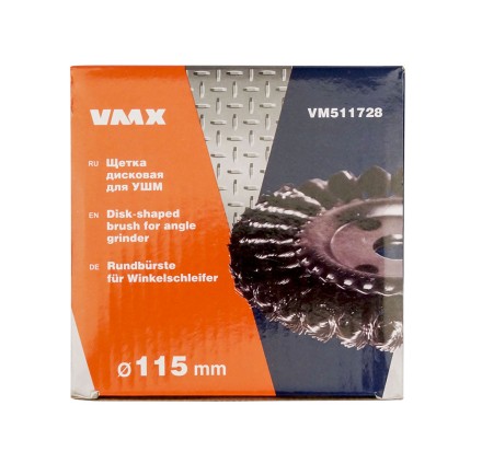 Щетка для УШМ ф22,2/115 мм дисковая сталь витая VMX 511728 купить в Нижневартовске