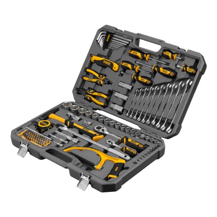 Набор инструментов Denzel 15803, 1/2&quot;, 1/4&quot;, CrV, S2, пластиковый кейс, 100 предметов купить в Нижневартовске
