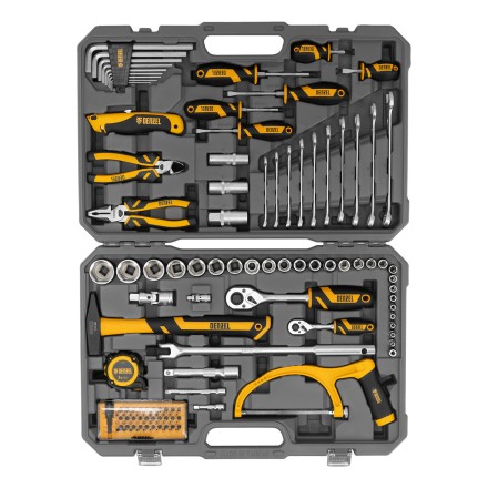 Набор инструментов Denzel 15803, 1/2&quot;, 1/4&quot;, CrV, S2, пластиковый кейс, 100 предметов купить в Нижневартовске