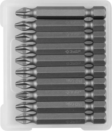 Биты ЗУБР "МАСТЕР" кованые, хромомолибденовая сталь, тип хвостовика E 1/4", PH2, 50мм, 10шт 26001-2-50-10 купить в Нижневартовске