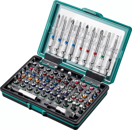 Набор бит и адаптеров KRAFTOOL C-Drive многофункциональный, Cr-Mo сталь, в ударопрочном компактном боксе. Цветная маркировка типов шлицов 26067-H71 купить в Нижневартовске