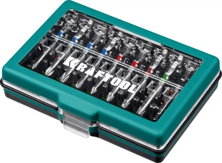 Набор бит и адаптеров KRAFTOOL C-Drive многофункциональный, Cr-Mo сталь, в ударопрочном компактном боксе. Цветная маркировка типов шлицов 26067-H71 купить в Нижневартовске