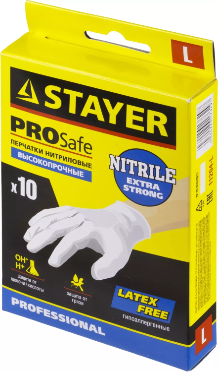 Перчатки STAYER "PROFI" нитриловые экстратонкие, L, 10шт 11204-L купить в Нижневартовске