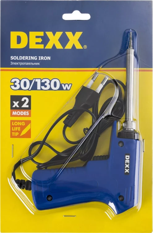 Паяльник DEXX, 2 уровня мощности 30-130Вт, пистолетная рукоятка 55317-130 купить в Нижневартовске