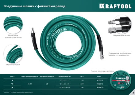 Воздушный шланг KRAFTOOL с фитингами рапид 10х15 мм 06588-15 купить в Нижневартовске