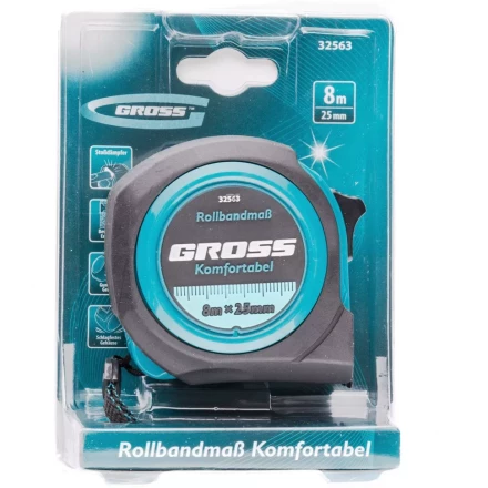Рулетка Komfortabel 8 м х 25 мм обрезиненный корпус Gross 32563 купить в Нижневартовске