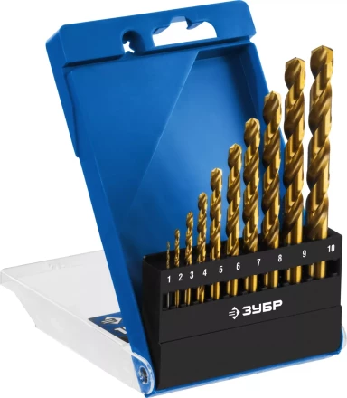 ЗУБР ТИТАН, 10 шт, (1-10 мм), сталь Р6М5, класс А, титановое покрытие, набор сверл по металлу, Профессионал (29615-H10) купить в Нижневартовске