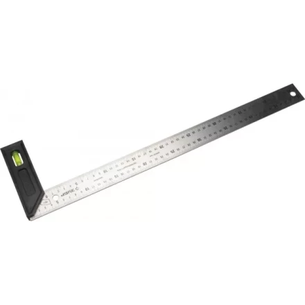 Угольник "ЭКСПЕРТ" разметочный, усиленный, встроенный уровень, гравирован шкала, нерж полотно 37мм, толщина 2мм, 500мм 34397-50 купить в Нижневартовске