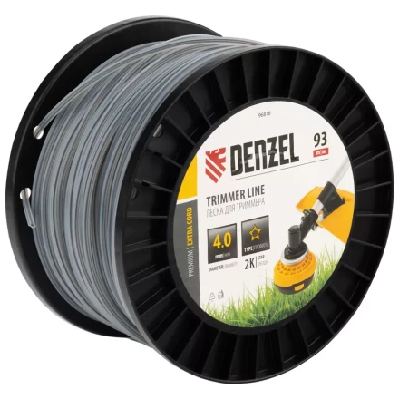Леска для триммера двухкомпонентная звезда, 4,0мм х 93м, на DIN катушке EXTRA CORD// Denzel 96816 купить в Нижневартовске