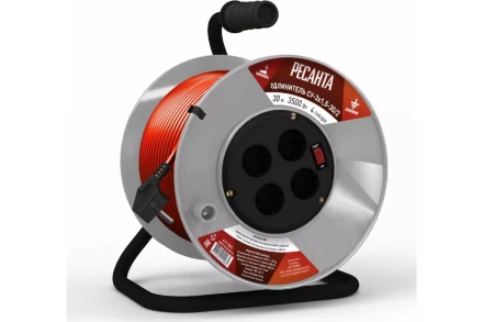 Удлинитель силовой на катушке Ресанта СУ-3х1,5-30/2 (с выкл., 4 розетки) 61/118/6 купить в Нижневартовске