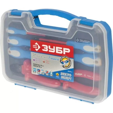 Набор ЗУБР "ПРОФЕССИОНАЛ": Губцевый инструмент, диэлектрический, высоковольтный до ~1000В, 7предм 2214-H7_z01 купить в Нижневартовске