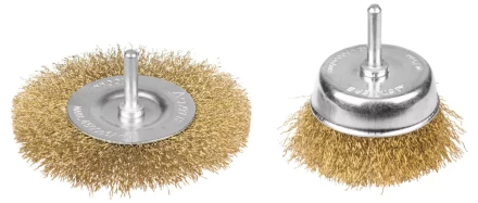 STAYER "PROFESSIONAL". Набор щеток-крацовок для дрели, витая стальная латунированная проволока 0,3мм, дисковая 100мм, чашечная 75мм, 2шт 35150-H2_z01 купить в Нижневартовске